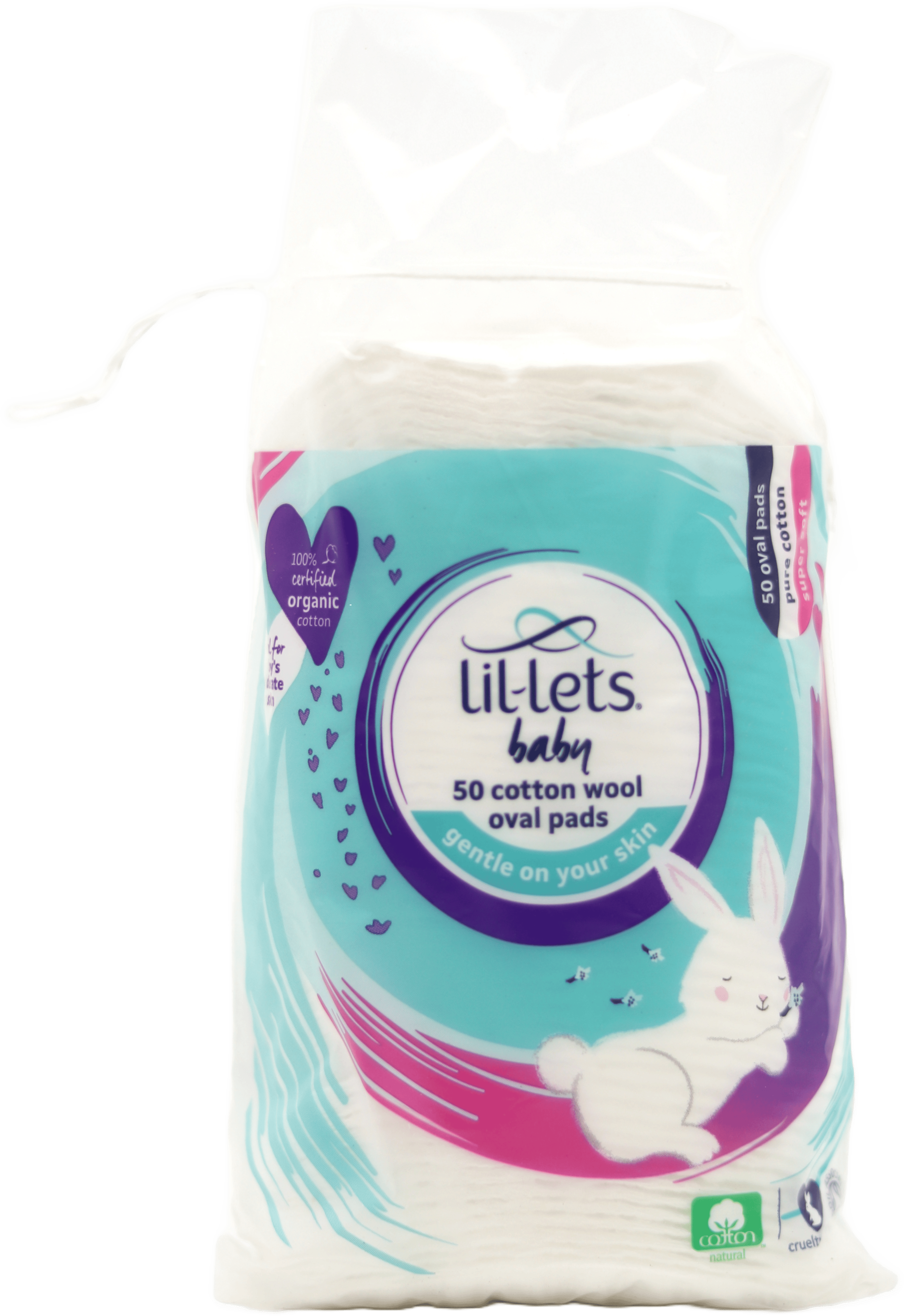 Lil-Lets Baby Cotton Wool 50 Oval Pads