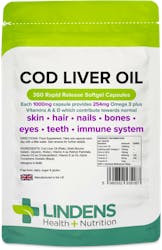 Lindens Health + Nutrition Cod Liver Oil 1000mg 360 Capsules
