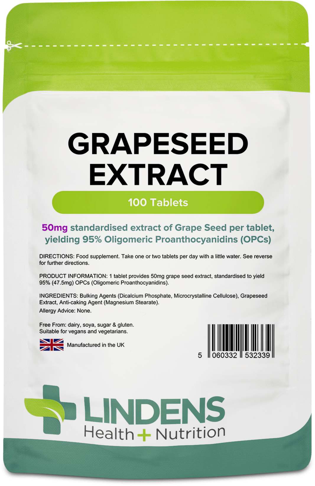 Lindens Health + Nutrition Grapeseed Extract 50mg 100 Tablets