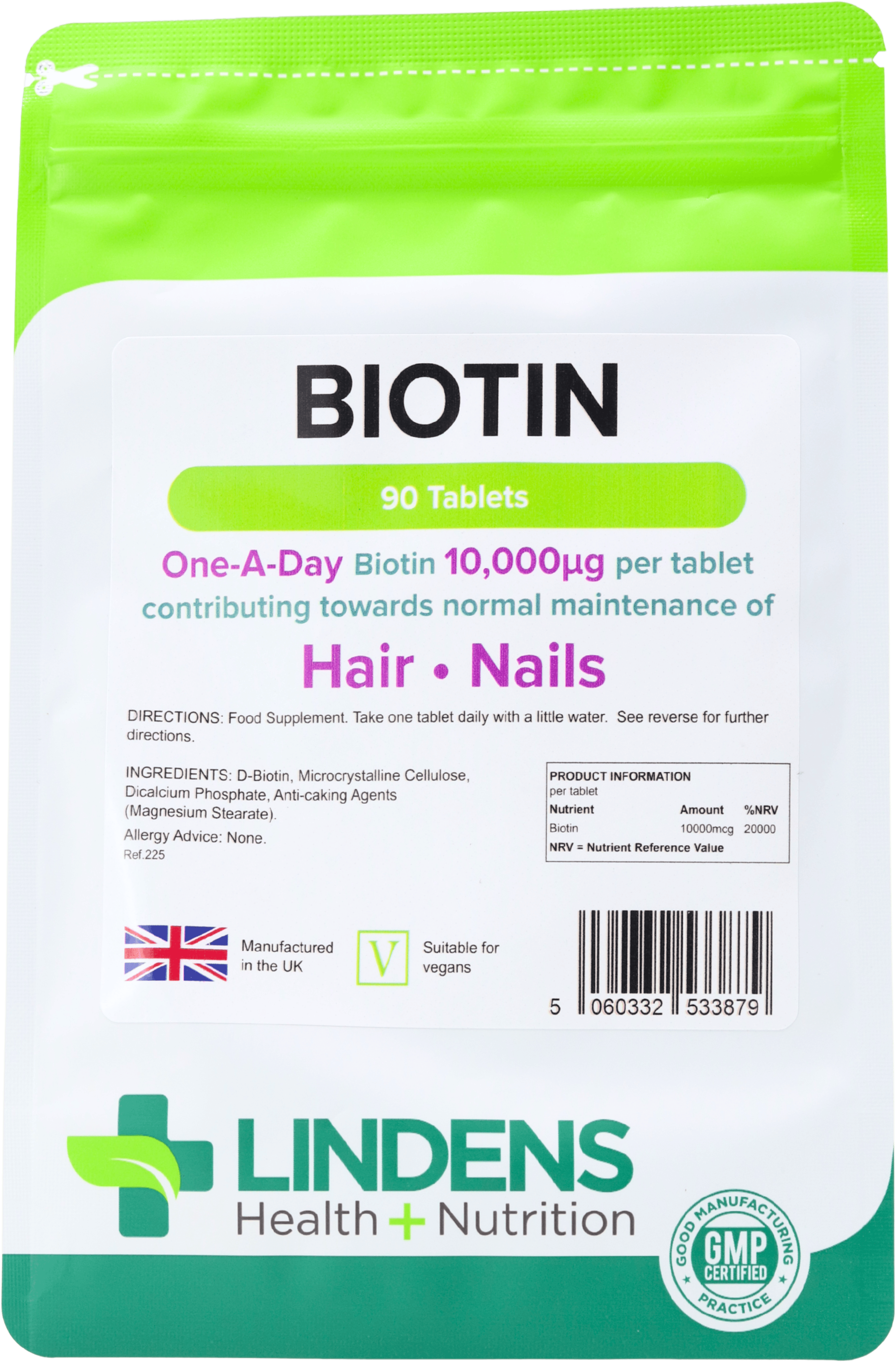 Lindens Health + Nutrition Biotin 10,000μg 90 Tablets