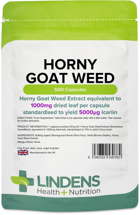 Lindens Health + Nutrition Horny Goat Weed 1000mg 500 Capsules