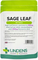 Lindens Health + Nutrition Sage Leaf 500mg 100 Tablets
