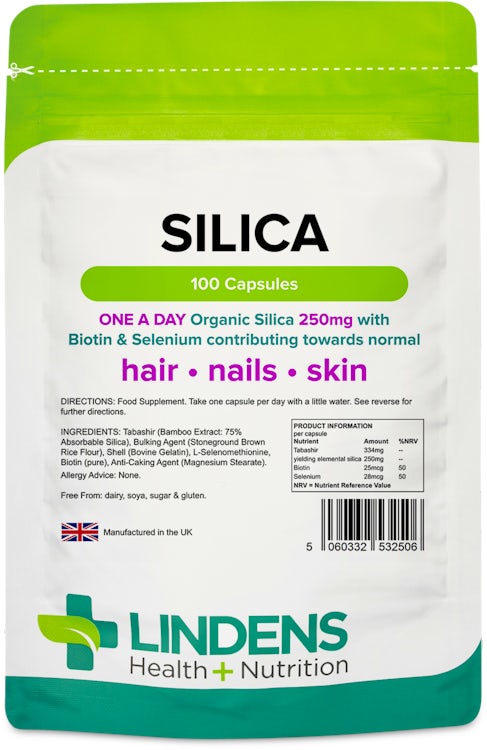 Lindens Health + Nutrition Silica for Hair & Nails 250mg 100 Capsules |  medino