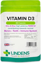 Lindens Health + Nutrition Vitamin D3 5000IU 360 Capsules