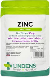 Lindens Health + Nutrition Zinc Citrate 50mg 1000 Tablets