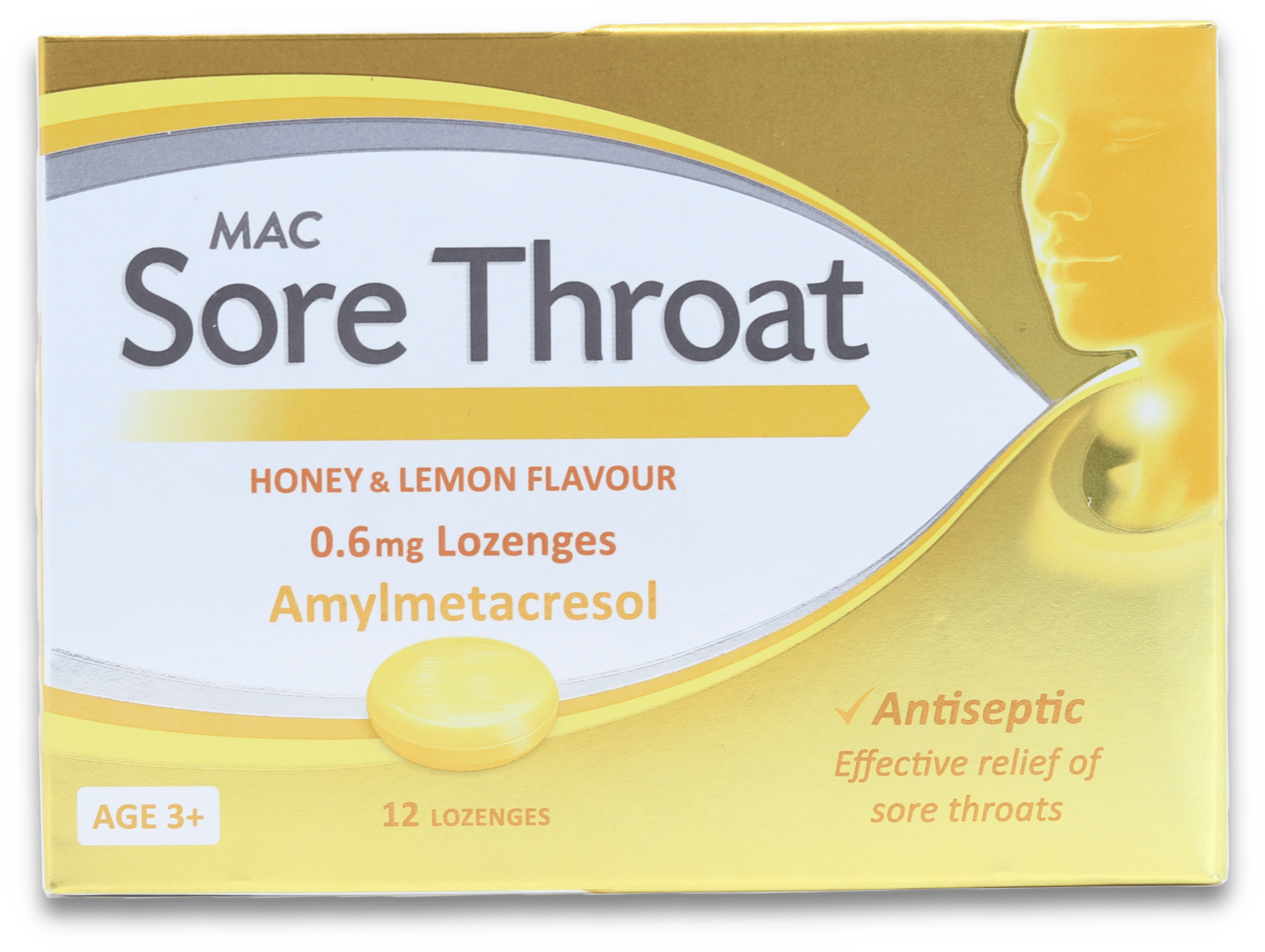 MAC Sore Throat Honey & Lemon 0.6mmg Lozenges 12 Pack