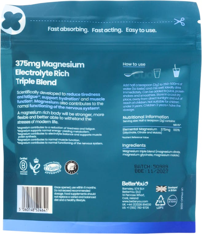 BetterYou Magnesium Max Original Unflavoured Powder 120g - 2