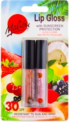 Malibu 2 Pack SPF30 Sun Protection Lip Gloss Coconut & Strawberry