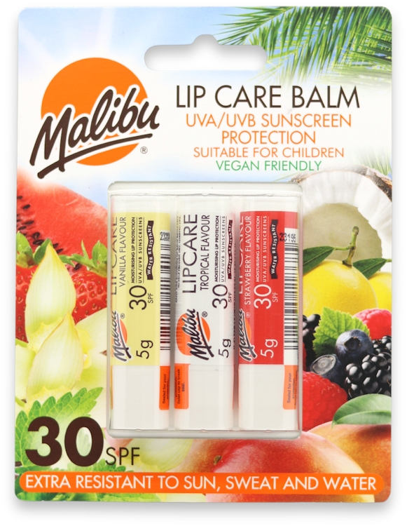Malibu Malibu Lip Care Balm SPF30 Pack 3x5g