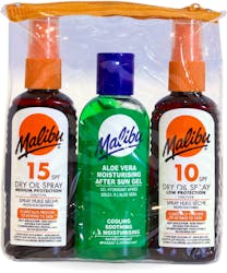 Malibu SPF 10 and 15 Dry Oil with After Sun Gel 3 pack 100ml
