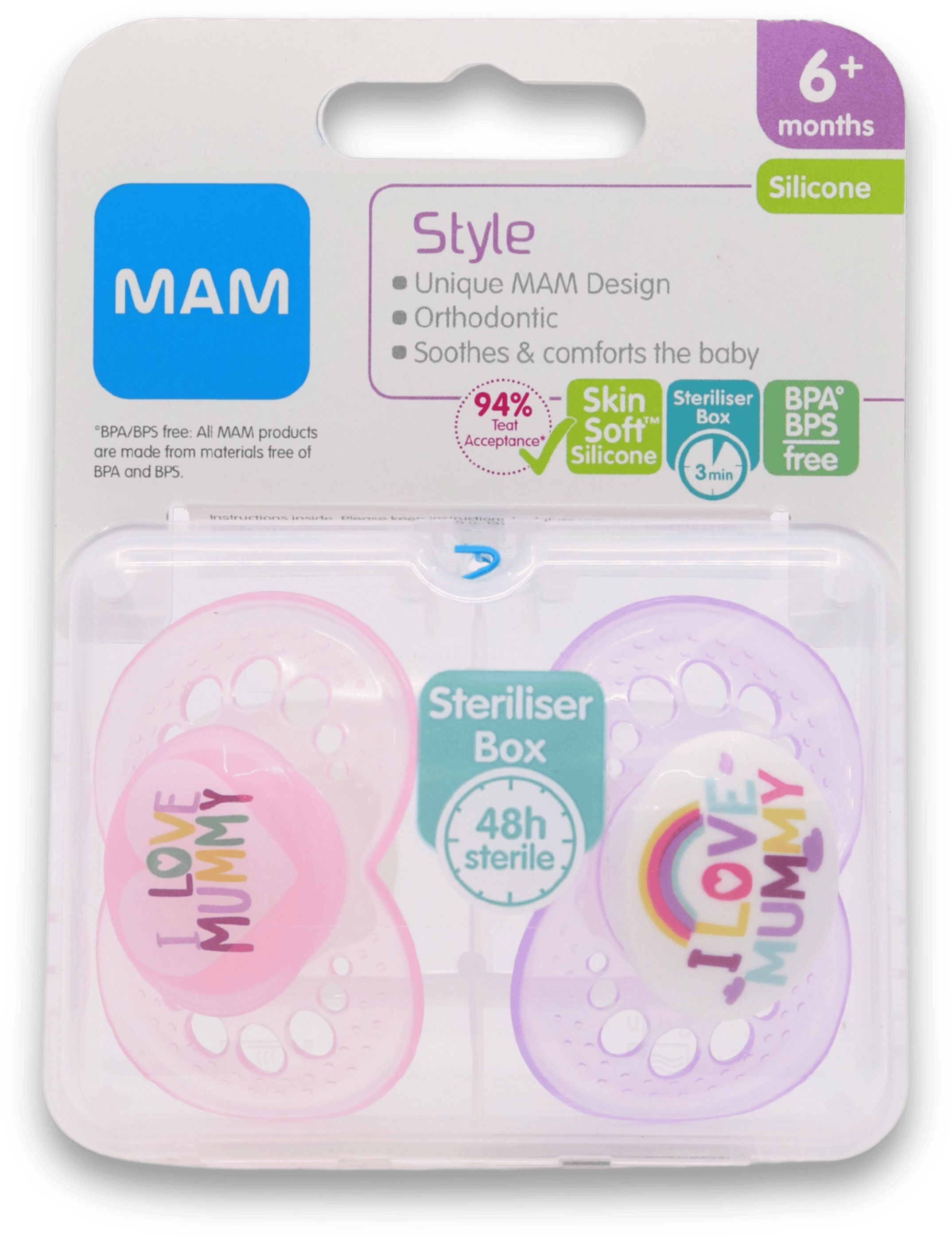 Mam Style Silicone Soothers 6+ Months 2 Pack