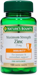Nature's Bounty Maximum Strength Zinc 25mg 100 Tablets