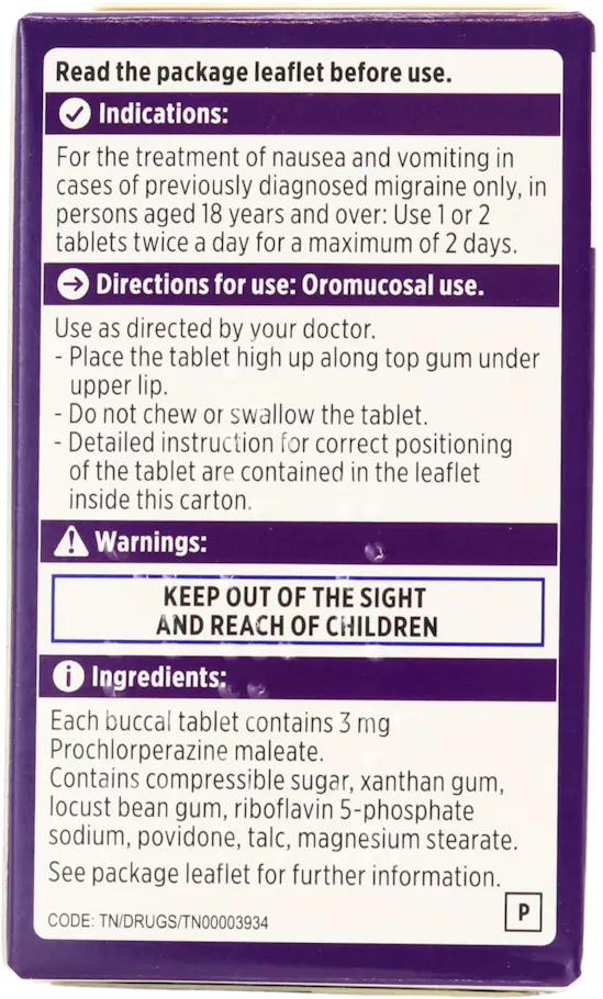 Migraine Relief Prochlorperazine 3mg Buccal Tablets 8 Pack - 2
