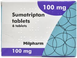 Migraine treatment - Milpharm Sumatriptan 100mg (PGD) 6 tablets