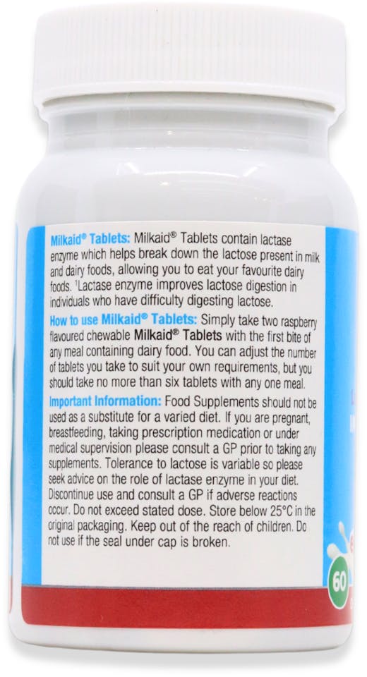 Milkaid Lactase Enzyme Chewable Tablets 60 Pack - 3