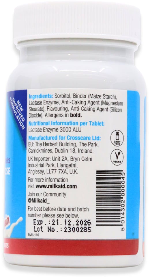 Milkaid Lactase Enzyme Chewable Tablets 60 Pack - 2