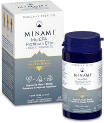 Minami MorEPA Platinum Elite Omega-3 + 1000IU Vitamin D3 60 Capsules