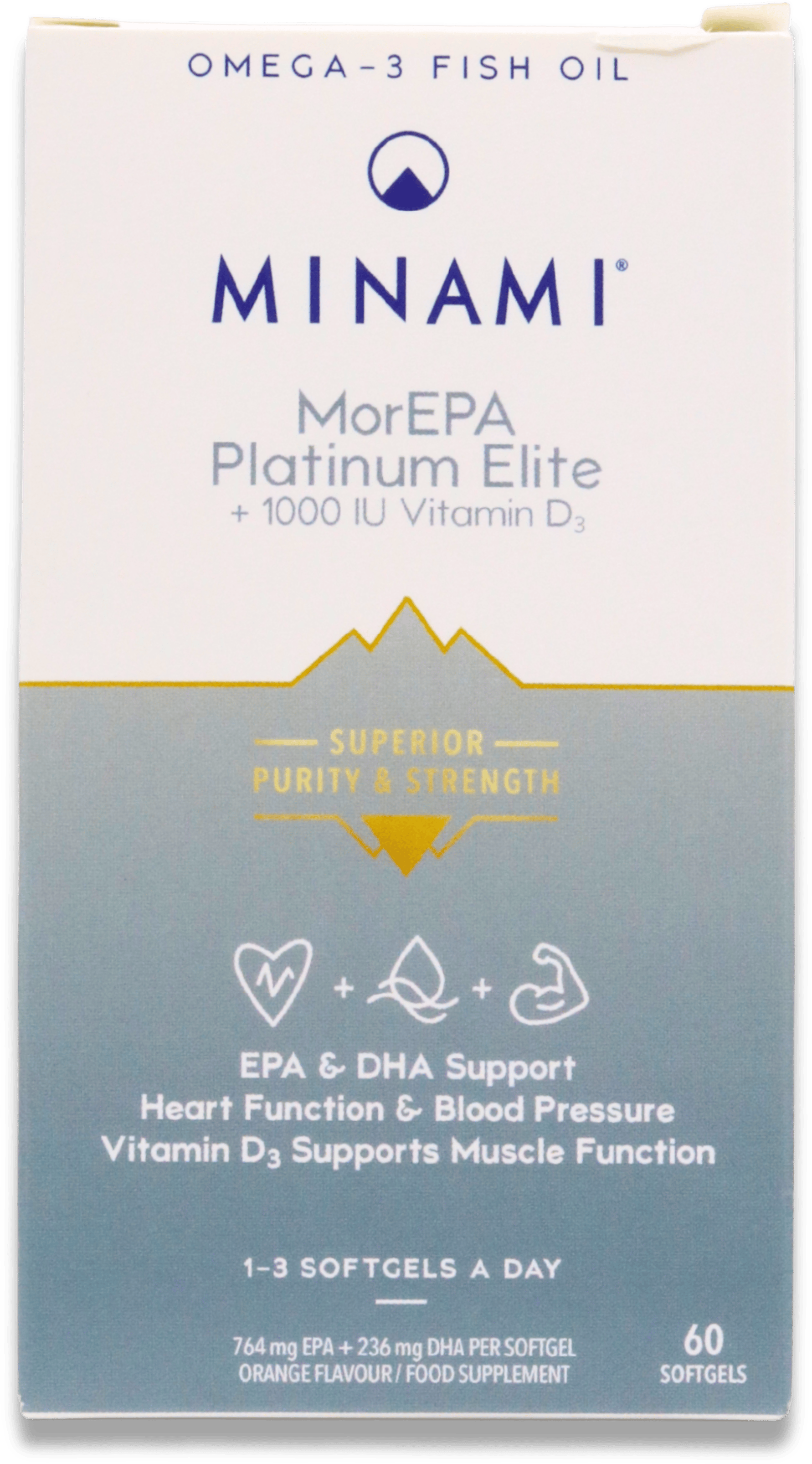 Minami MorEPA Platinum Elite Omega-3 + 1000IU Vitamin D3 60 Softgels