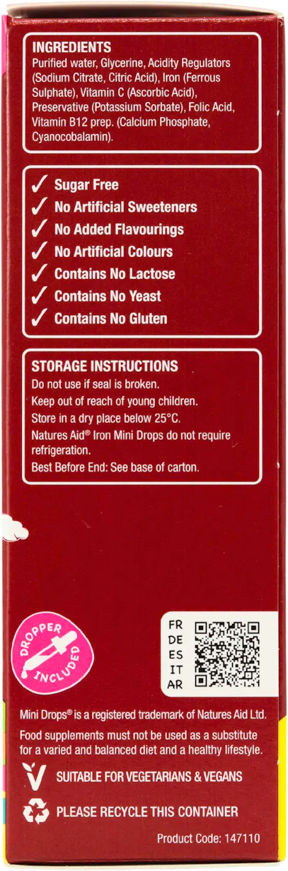 Natures Aid Mini Drops Iron (with Vitamin C, B12 & Folic Acid) 50ml - 3