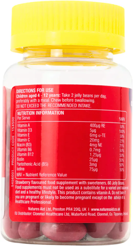 Natures Aid Mini Drops Jelly Beans Multivitamin Strawberry 60 Pack - 3