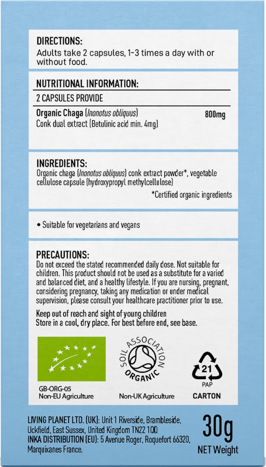 Mushrooms For Life Organic Chaga 60 Capsules - 2