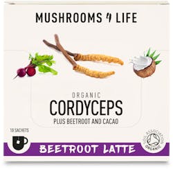 Mushrooms 4 Life Organic Cordyceps Beetroot Latte 10 Sachets