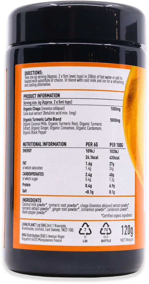 Mushrooms For Life Organic Chaga Turmeric Latte 120g - 3