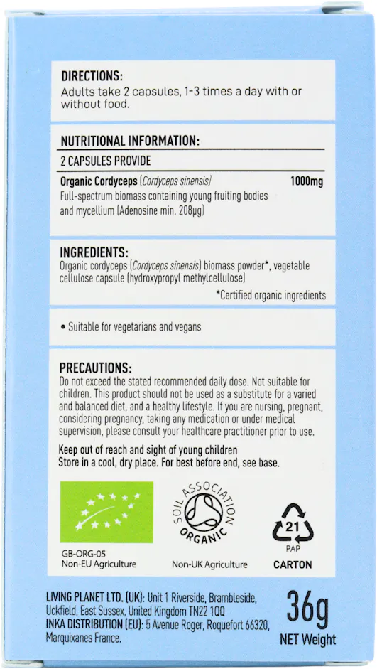 Mushrooms For Life Organic Cordyceps Perform Full Spectrum 60 Capsules - 2