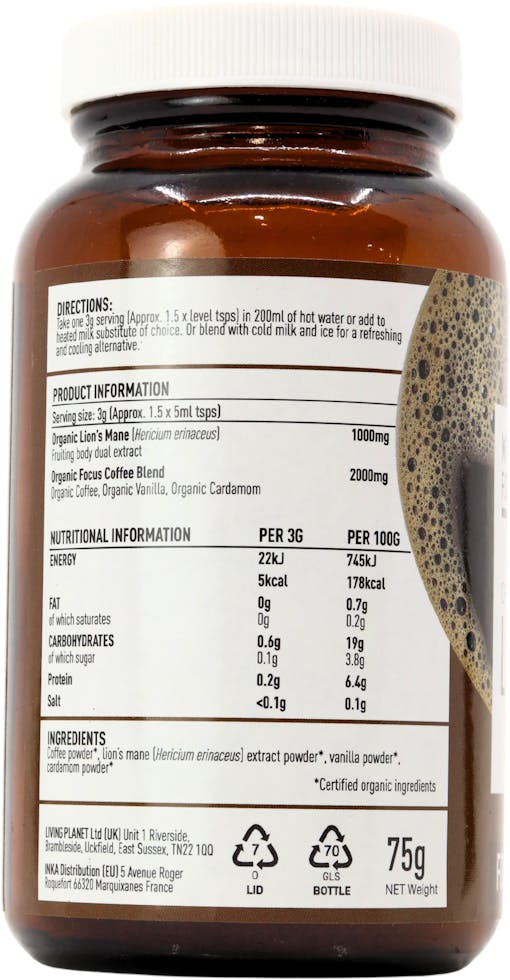 Mushrooms For Life Organic Lion’s Mane Focus Coffee 75g - 2