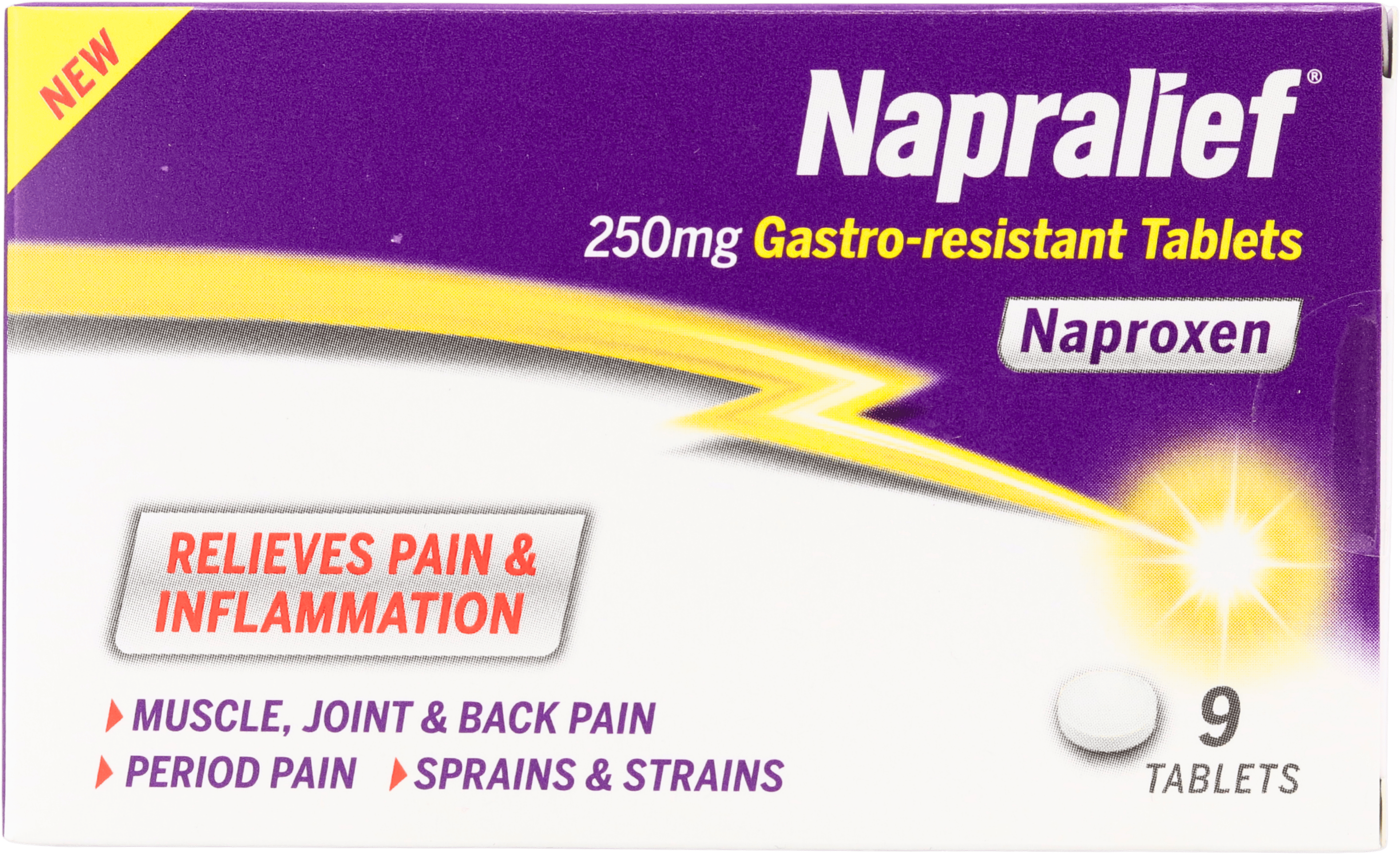 Napralief Naproxen 250mg 9 Gastro-resistant Tablets