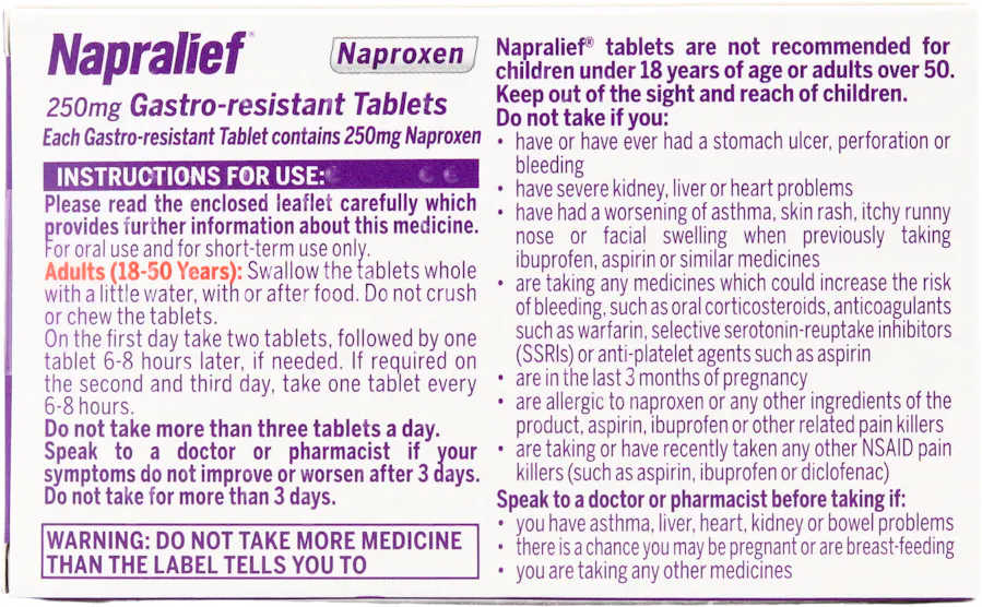 Napralief Naproxen 250mg 9 Gastro-resistant Tablets - 2