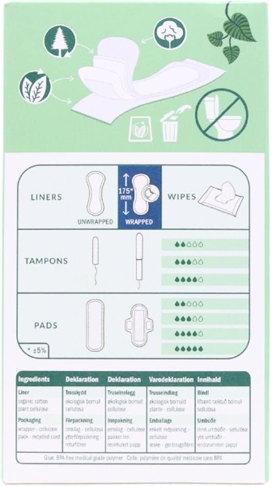 Natracare Panty Liners Long Wrapped 16 pack - 2