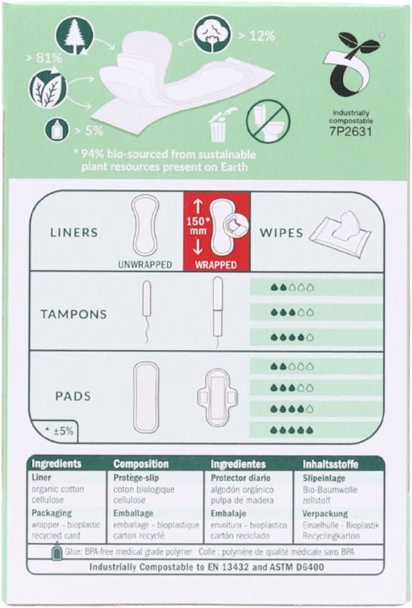 Natracare Panty Liners Normal Wrapped 18 pack - 2