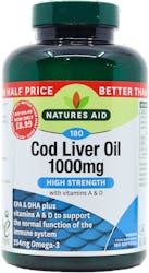 Nature's Aid Cod Liver Oil 1000mg High Strength 180 Softgels