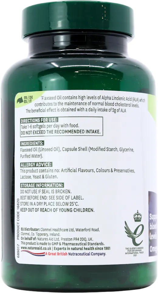 Nature's Aid Flaxseed Oil 1000mg 90 Capsules - 3