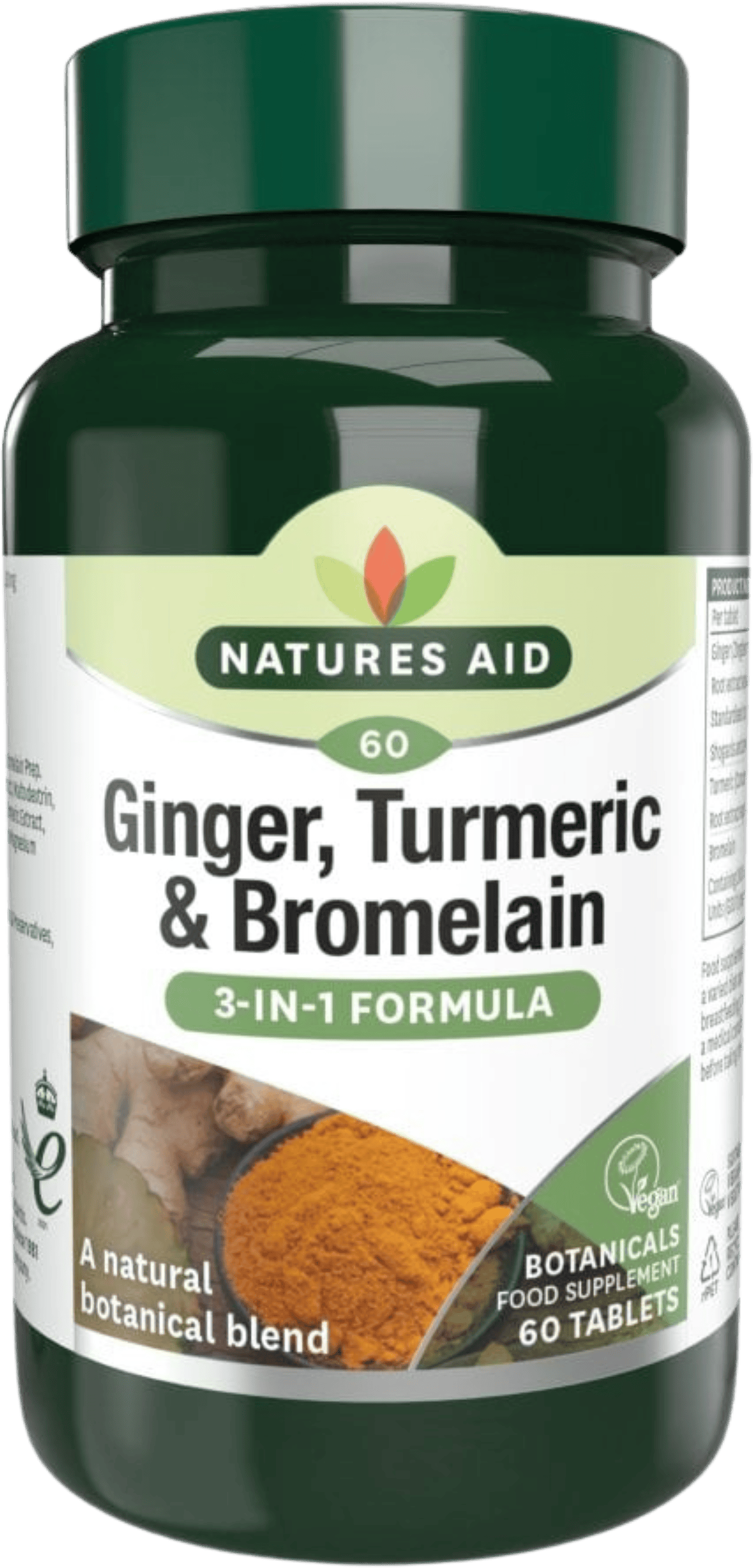 Nature's Aid Ginger, Turmeric & Bromelain 60 Tablets