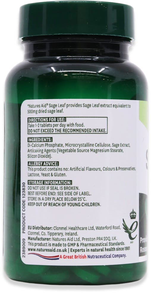 Nature's Aid Sage Leaf 500mg 90 Tablets - 3