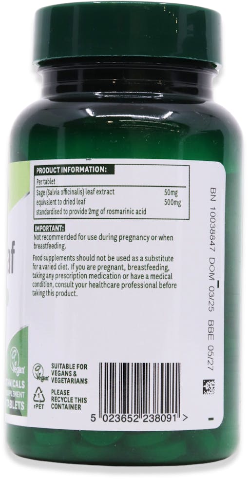 Nature's Aid Sage Leaf 500mg 90 Tablets - 2