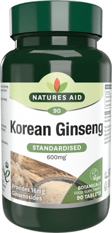 Natures Aid Korean Ginseng 40mg (600mg equiv) 90 Tablets in Clear