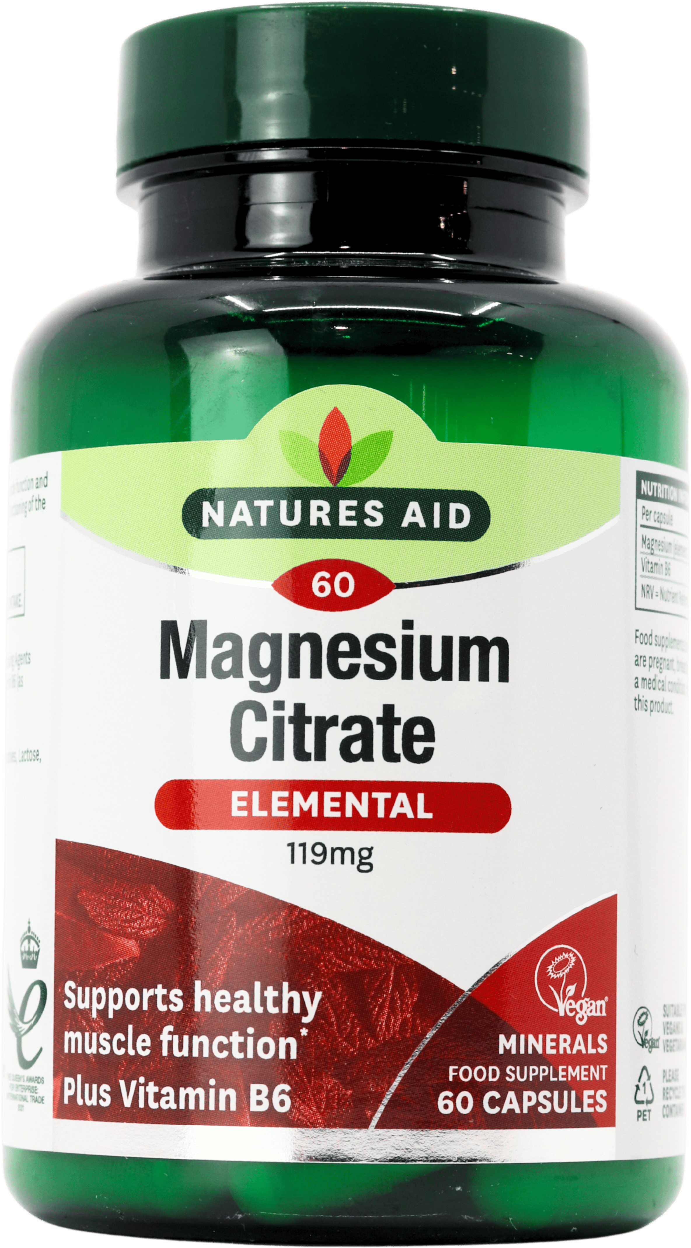 Nature's Aid Magnesium Citrate Elemental 119mg 60 Capsules