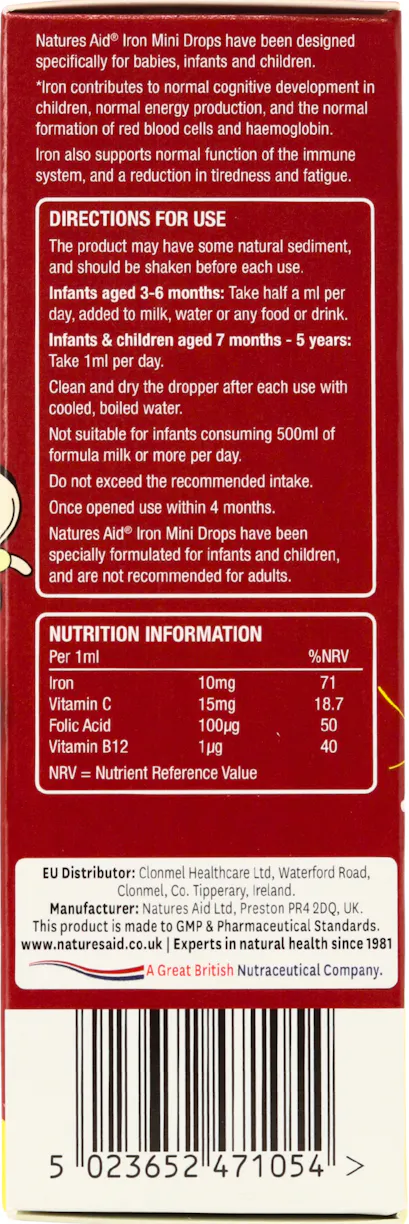 Natures Aid Mini Drops Iron (with Vitamin C, B12 & Folic Acid) 50ml - 2
