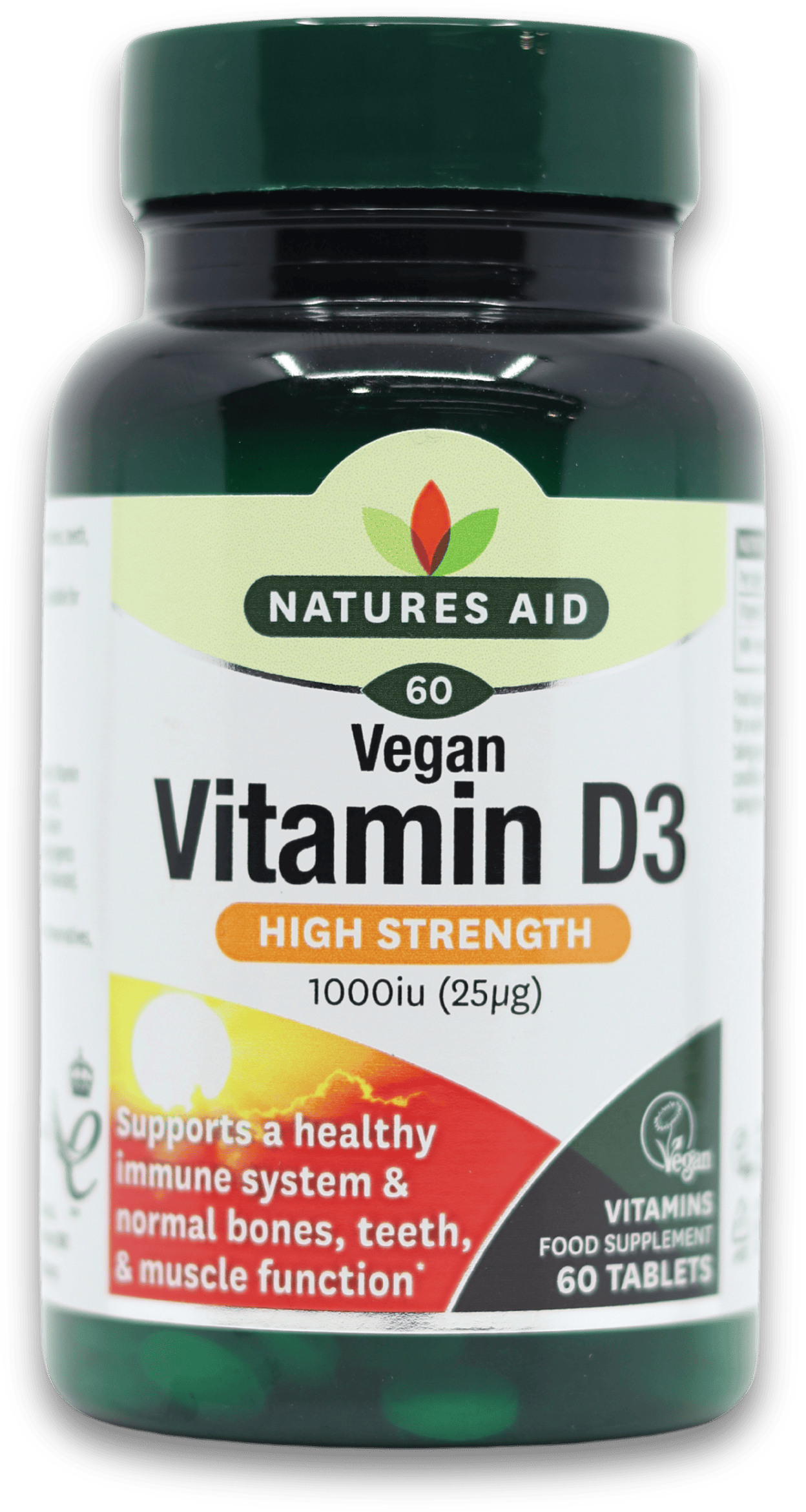 Nature's Aid Vegan Vitamin D3 1000iu 60 Tablets