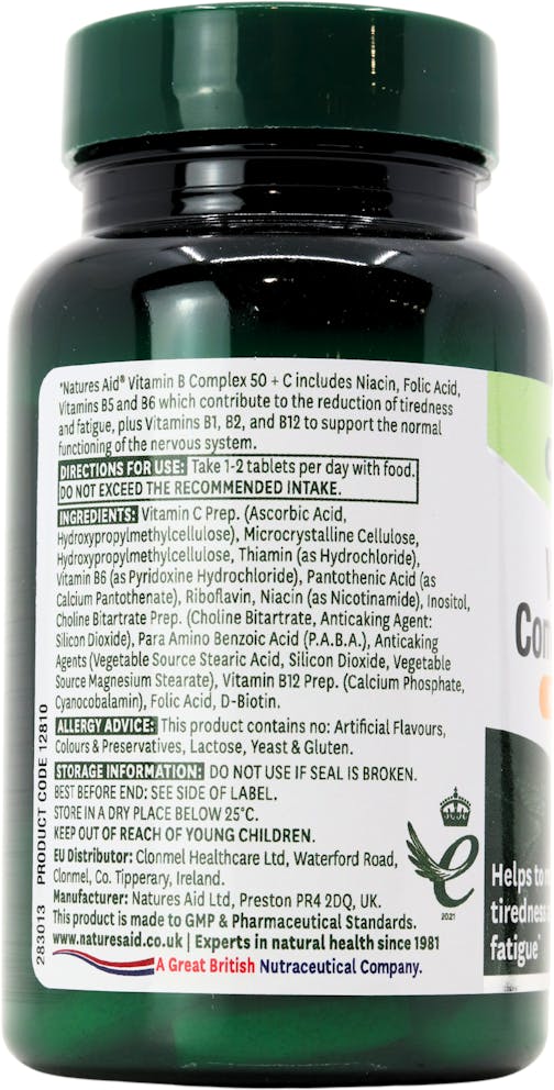 Nature's Aid Vitamin B Complex 50 with Vitamin C 30 Tablets - 3