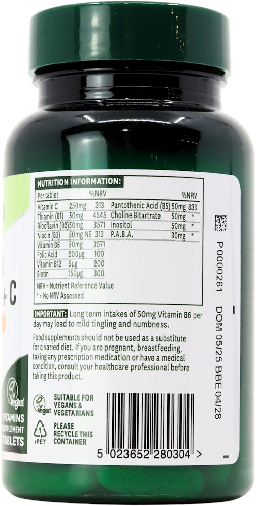 Nature's Aid Vitamin B Complex 50 with Vitamin C 30 Tablets - 2