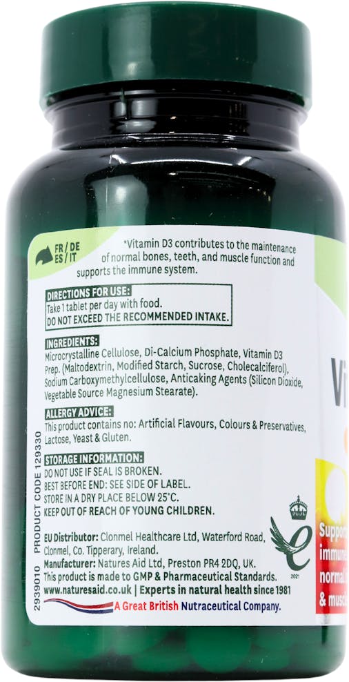 Nature's Aid Vitamin D3 1000iu (25µg)  90 Tablets - 3