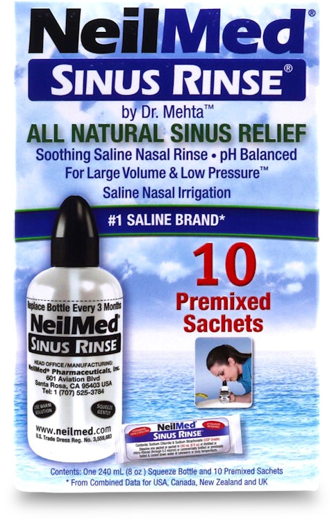 NeilMed Sinus Rinse Kit + 60 Premixed Sachets Natural Saline Nasal