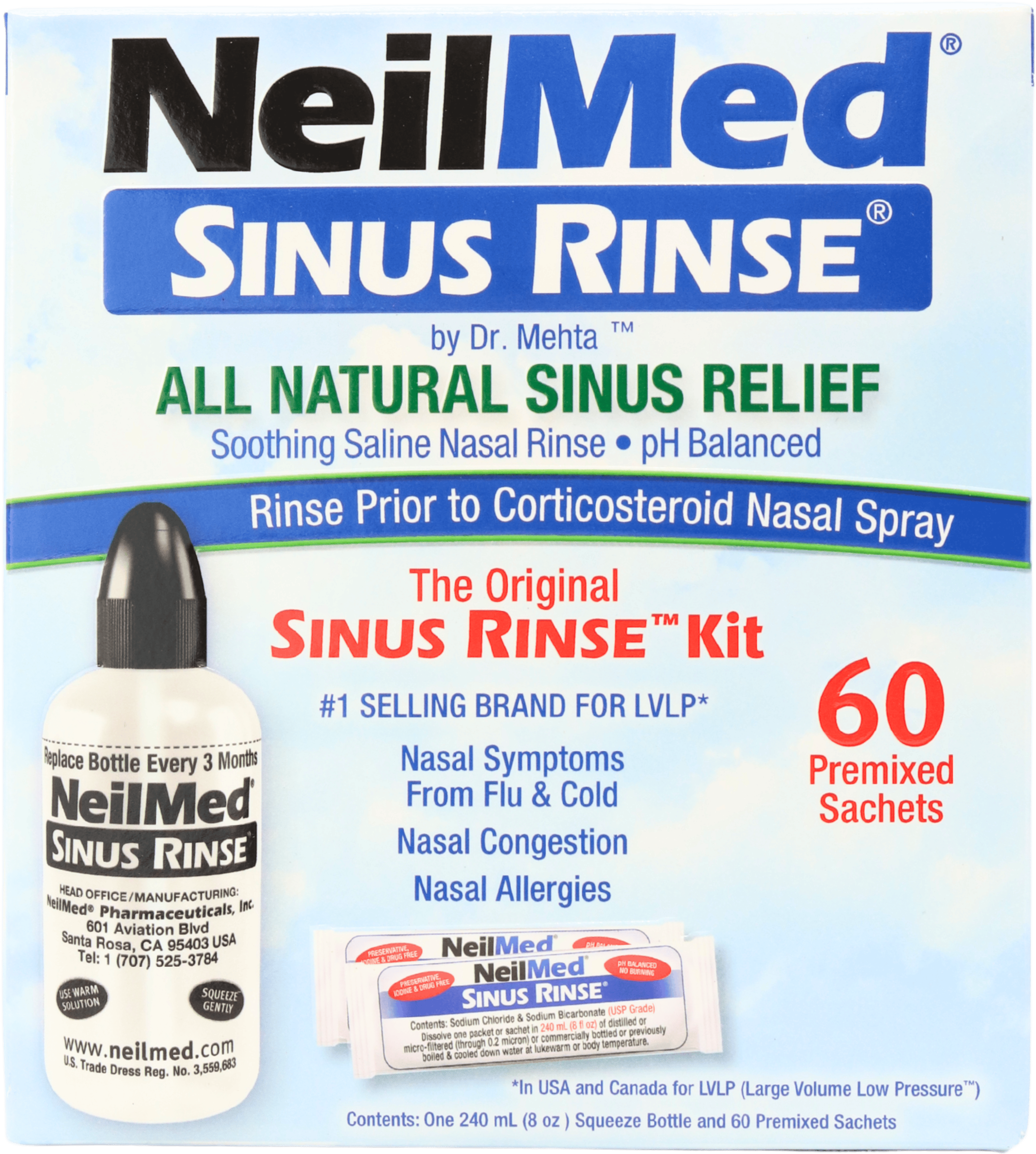 NeilMed Sinus Rinse Kit 60 Premixed Sachets