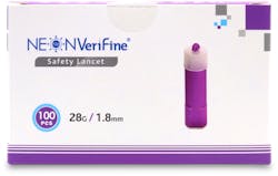 Neon Verifine Safety Lancets 28g X1.8mm 100 pack