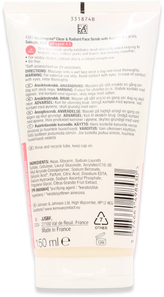 Neutrogena Clear & Radiant Face Scrub 150ml - 2