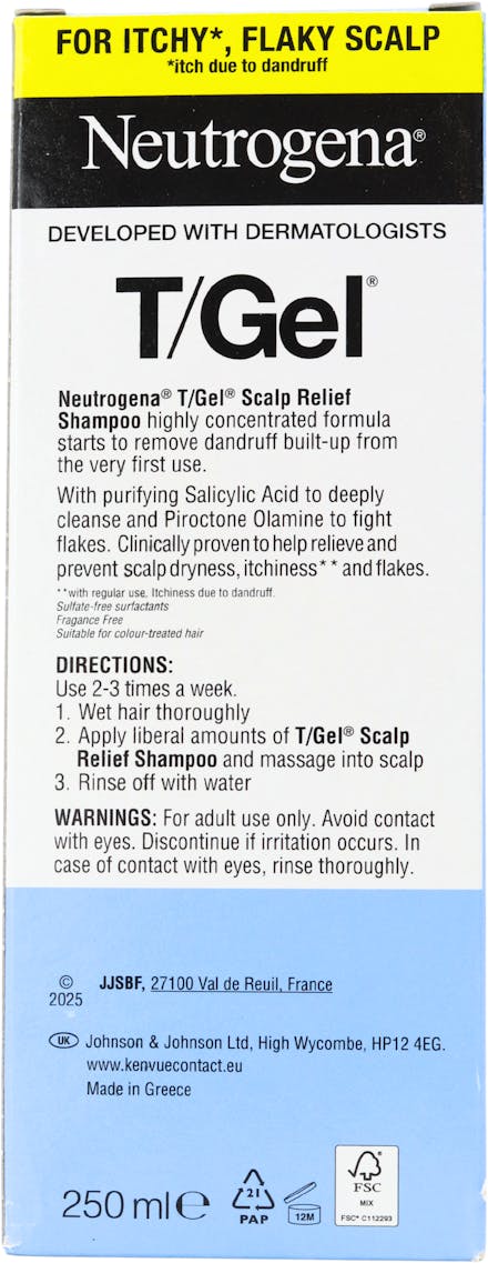 Neutrogena T-Gel Anti-Dandruff Scalp Relief Shampoo 250ml - 2